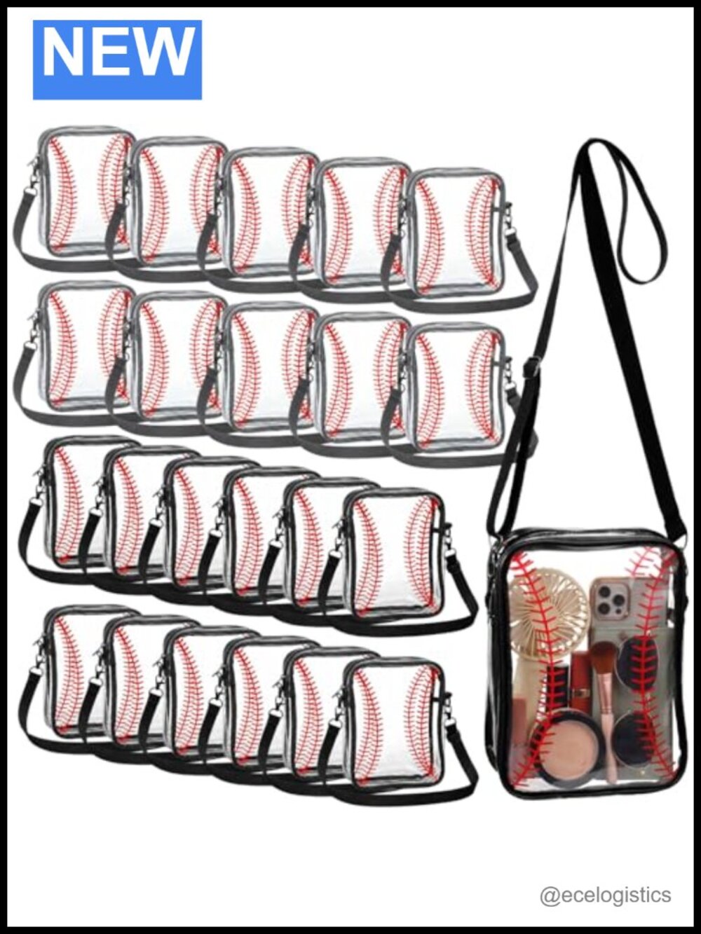 Clear Crossbody Bag Stadium Approved PVC Messenger Purse Work Travel